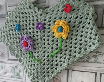Crochet PATTERN, Poncho pattern, sizes 1 to 9 years, pdf, instant download