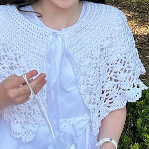 Crochet PATTERN -  Alice Crochet Cape,  Flower Girl cape, First Communion Cape, Caplet Pattern