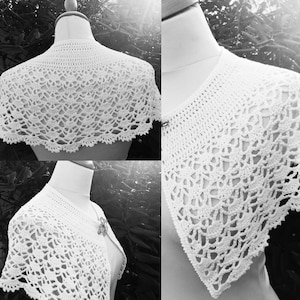 Crochet PATTERN -  Alice Crochet Cape,  Communion Cape, Caplet Pattern, Flower Girl cape, Crochet Caplet