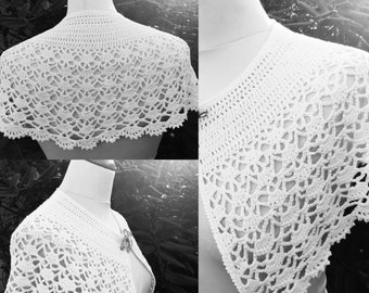 Crochet PATTERN -  Alice Crochet Cape,  Communion Cape, Caplet Pattern, Flower Girl cape, Crochet Caplet