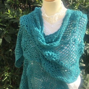 Crochet Shawl PATTERN, Sutton Sea Breeze Wrap, Crochet Wrap pattern,   Instant download pdf files