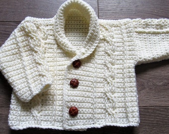 Crochet Baby PATTERN, Baby crochet cardigan,  Sizes newborn to toddler, PDF files, Instant Digital Download