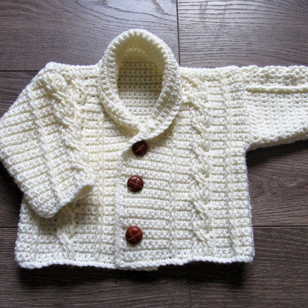 Crochet Baby PATTERN, Baby crochet cardigan,  Sizes newborn to toddler, PDF files, Instant Digital Download