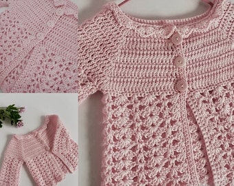 Crochet PATTERN, Baby Cardigan,  Sizes 0-3, 3-6, 6-12 months, pdf instant download