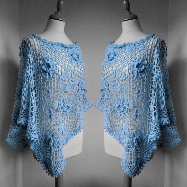 Crochet PATTERN, Poncho pattern, Asymmetrical Poncho,  Boho crochet poncho, PDF instant download