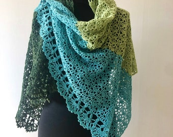 Crochet Shawl PATTERN, Ocean Shawl, Lacy Shawl, Rectangle Shawl, Easy pattern,  PDF, Instant download, written pattern