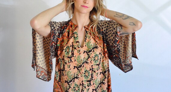 Vintage Indian Cotton Kaftan Maxi Dress