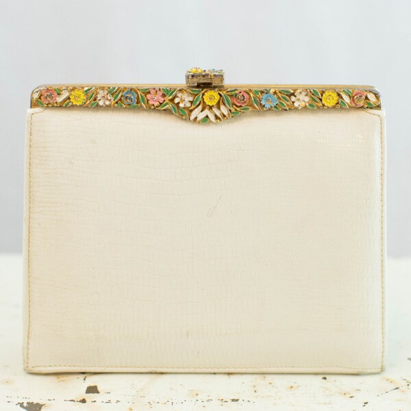 Vintage White 1960s Meyers Pocket Book Clutch