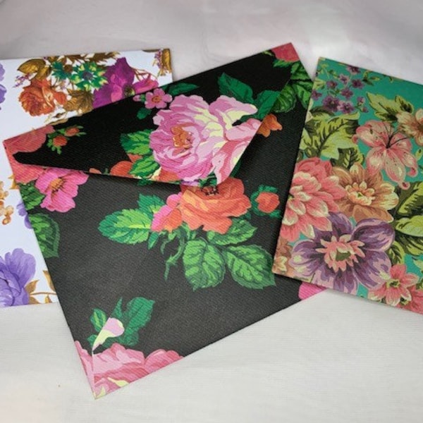 20 Assorted Envelopes Handmade, floral envelopes, wedding envelopes, bridal envelopes, homemade paper envelopes