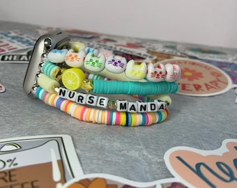 Customizable Polymer Clay Apple Watch Band: Colorful Beaded Bracelet
