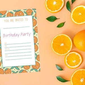 Printable Orange Fruit Themed Birthday Invitation - Printable Invitation - Orange Themed - Party Invitation - Orange Party Invitation