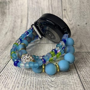 Samsung Watch Band Women - Fitbit Watch Band - Universal Watch Band - Galaxy Watch Band - Blue Bead Watch Band - Glass Bead Watch Band