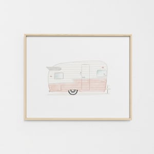 Vintage Pink Camper - Watercolor Print