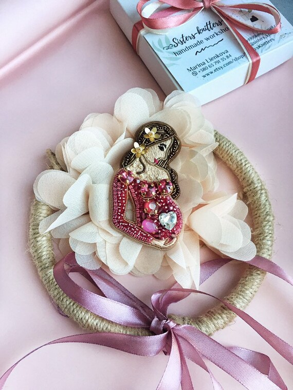 Beaded brooch pregnancy embroidered expectant mother Etsy