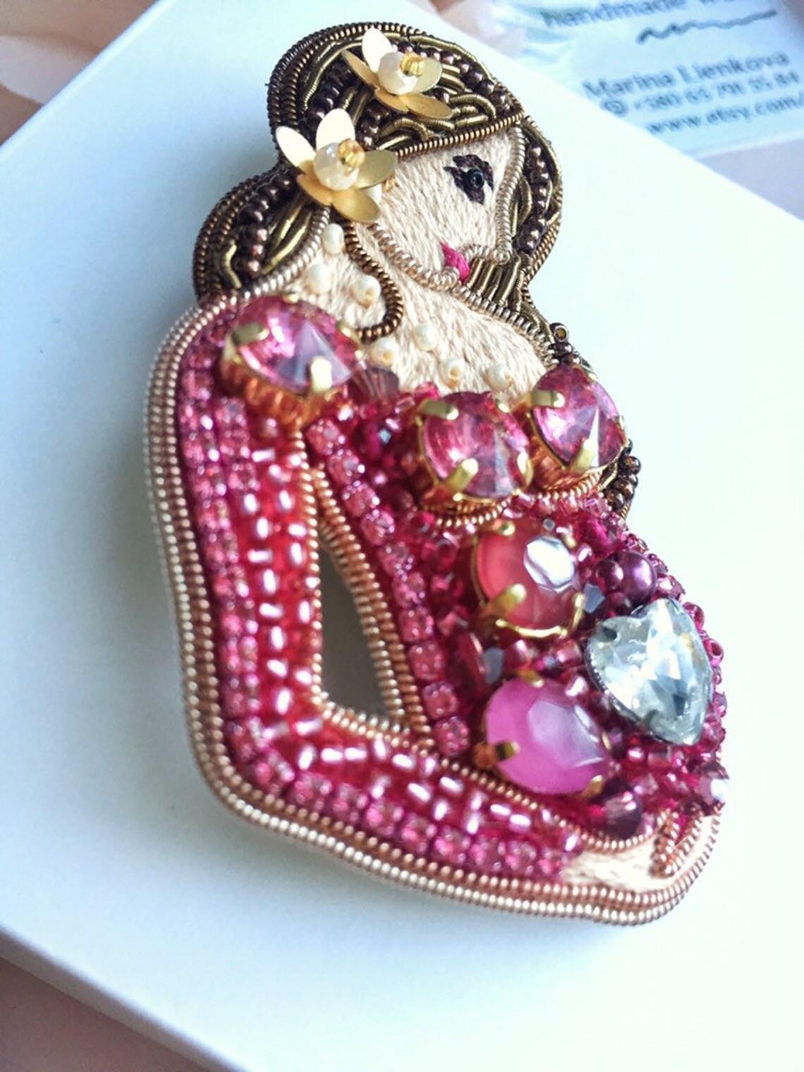 Beaded brooch pregnancy embroidered expectant mother Etsy