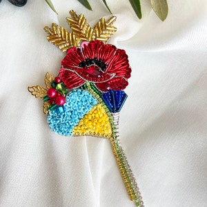 Ukrainian embroidery, brooch in Ukrainian style, symbol of Ukraine