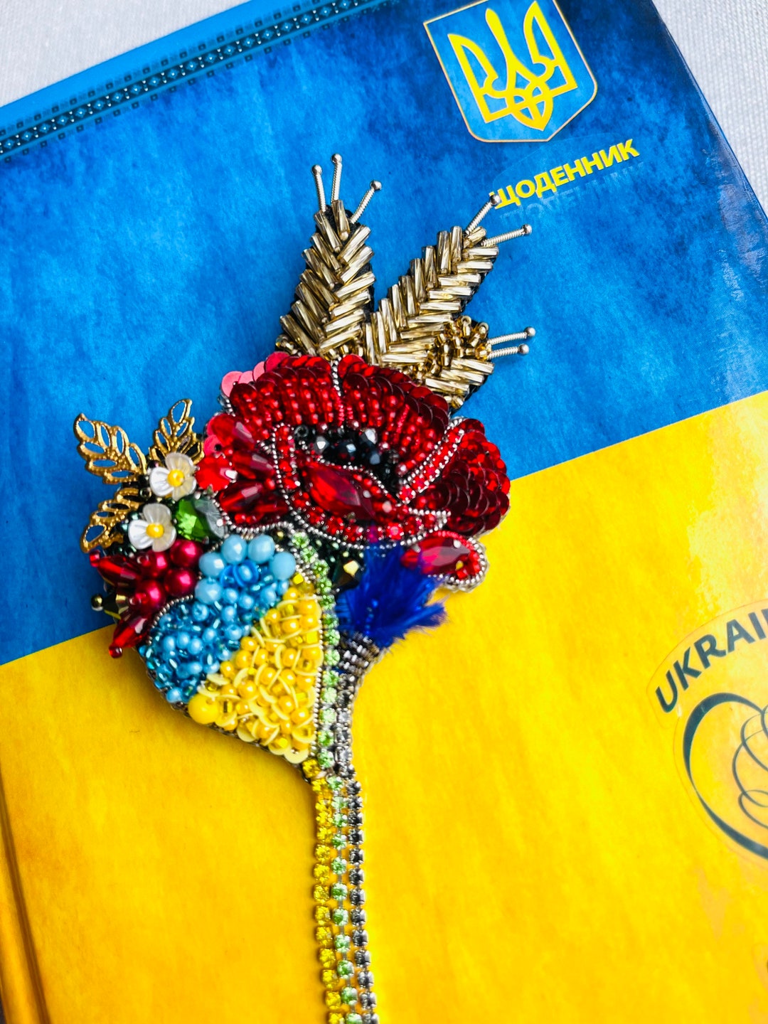 Buy Ukrainian Embroidery, Brooch in Ukrainian Style, Symbol of Ukraine