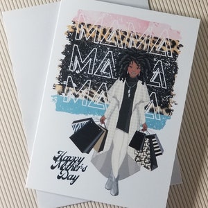 African American Mother&#39;s Day Greeting Card, Black Greeting Card, Black Woman Card, Mother Birthday, Handmade Cards 7.50