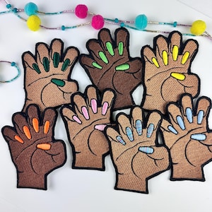 Black Woman Fingernails and Hand Embroidery Patch, Afro Women Iron on Handmade Embroidery Patch, Black Woman Patch, Gift 8.50
