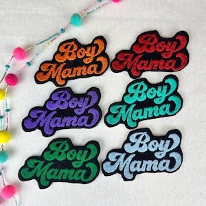 Boy Mama Iron-On Embroidery Patch | Mama Boy Patch | Mom Patch for Backpack & Tote Bag | Cute Mom Gift