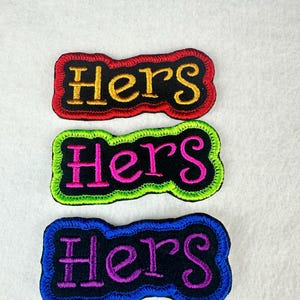 His and Hers Embroidery Patch Set, Satin Border Couple Patches, Sew On with Iron-On Adhesive for Placement, Jacket and Tote Bag Patch Set