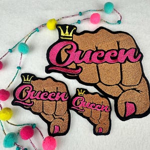 Queen Embroidery Patch Bundle (Set of 3), Small Medium Large, Colorful Queen Patches, Sew On with Iron-On Adhesive for Placement
