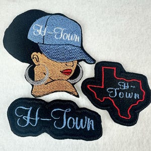 H-Town Embroidery Patch Bundle (Set of 3), Large Medium Small , Houston City Pride Patch Set, Sew On with Iron-On Adhesive for Placement
