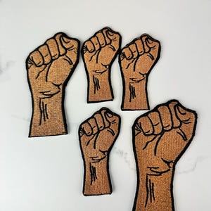 Black Power "Small" Fist Embroidery Patch, Brown Skin Raised Fist Patch, Sew On with Iron-On Adhesive for Placement