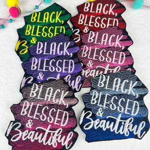 Black, Blessed & Beautiful Embroidery Patch, Faith Based Black Queen Patch, Sew On Patch with Iron-On Adhesive for Placement