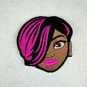 Afro Woman Embroidery Patch, 3D Black Woman for Jackets, Sew on with Iron on adhesive for placement, Tote Bags & Backpacks