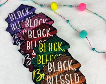 Black, Blessed, & Beautiful BUNDLE of 5 patches. Save on Bundles  Sew On Embroidery WITH iron on adhesive Patch for Jeans, Jacket Designs,
