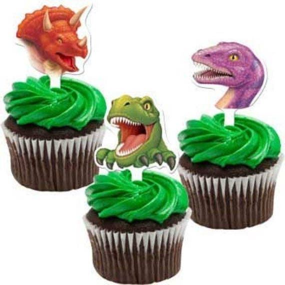 Dinosaur Food Picks Cupcake Toppers Party Supplies Etsy