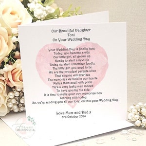 To my Daughter on her wedding day, Wedding poem for Daughter, Daughter Bride card, Wedding Morning Gift, Bride Keepsake, Custom Wedding Card