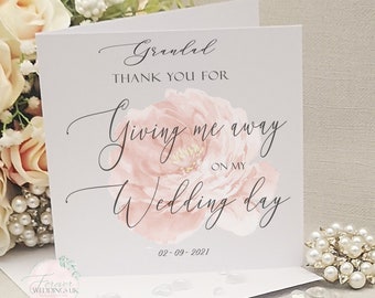 Thank You for giving me away Card, Personalised, Floral Wedding Card, Bridal Party Card, Walking me down the aisle, Wedding Card from Bride