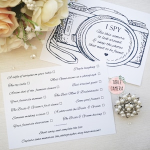 Veo juego de cartas de boda, Juego de cámara desechable, Juego de fotos de boda, Juego de mesa, Paquetes de tarjetas blancas o Kraft, Favores de cámara
