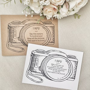 Paquete de actividades de boda para niños, Tarjetas de "Veo veo" para bodas, Disponible en kraft o blanco, multipacks, Juego de mesa de boda para niños
