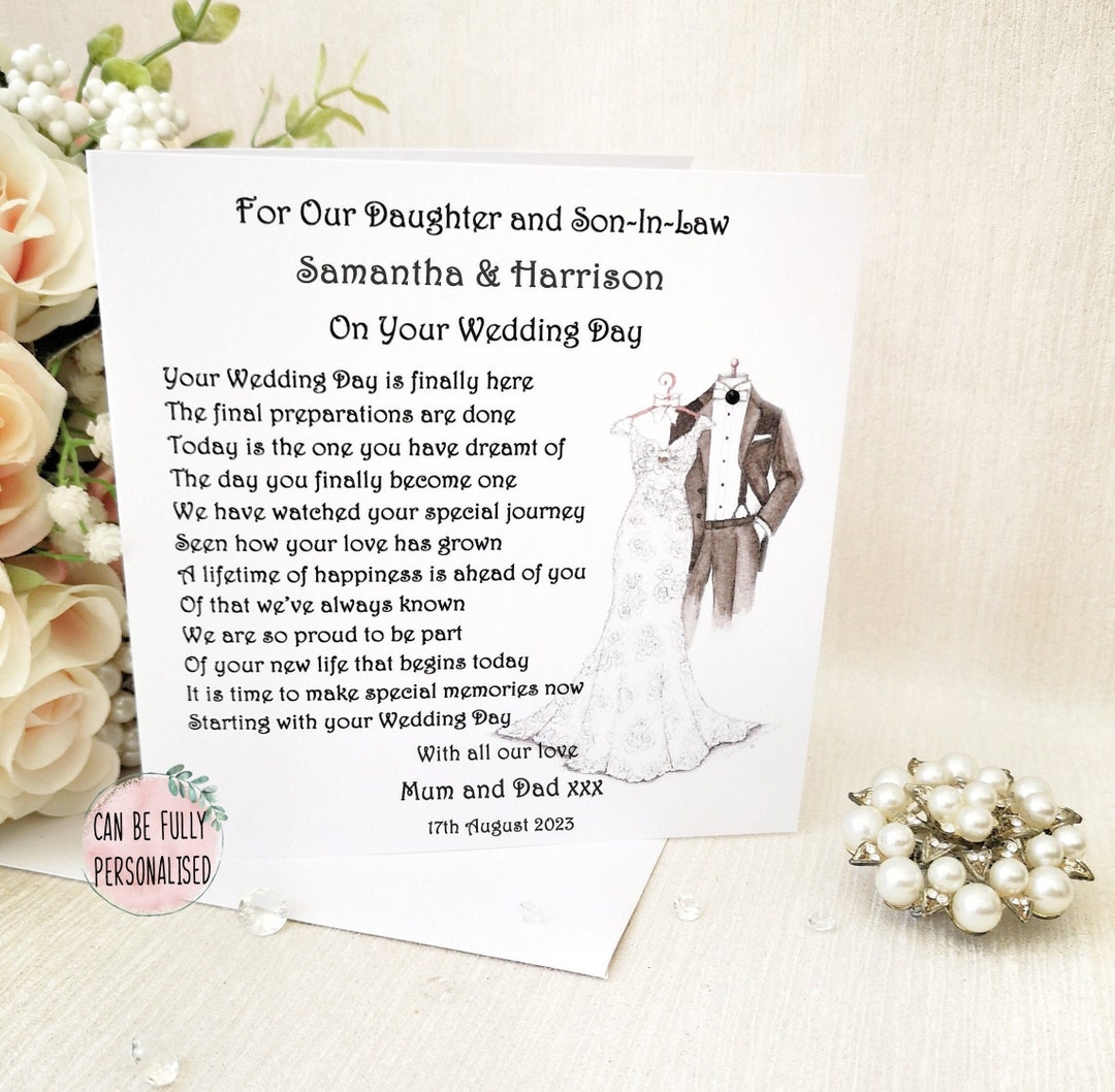 Personalised Daughter and Son-in-law Wedding Card Son and - Etsy UK