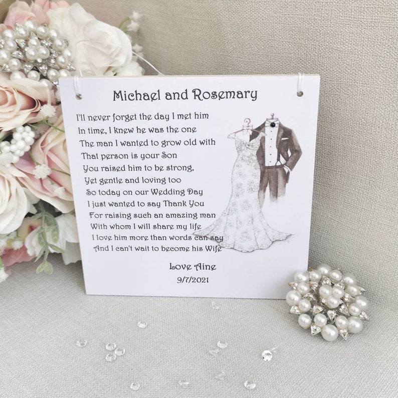 Parents of the Groom Gift, Personalised Poem Plaque, Mother and Father of the Groom Gift, Wedding Thank You image 8