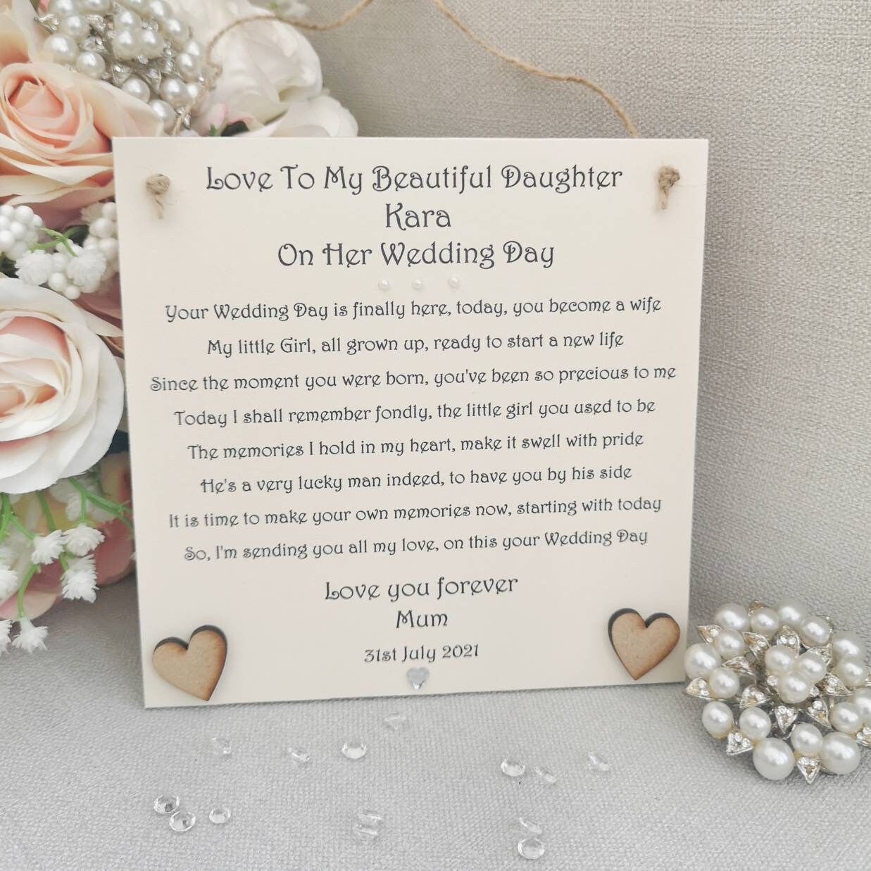Bride Wedding Day Gift Poem for Bride Personalised Gift from Etsy