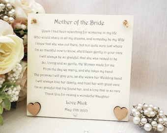 Mother of the Bride Gift, Wedding parent gift, Personalised Mother of the Bride poem gift, New Mother-in-law gift, Wedding Party Gift