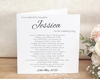 Personalised Wedding Day Card for Daughter | Mum to Bride Card | Sentimental Wedding Poem | Bride Keepsake