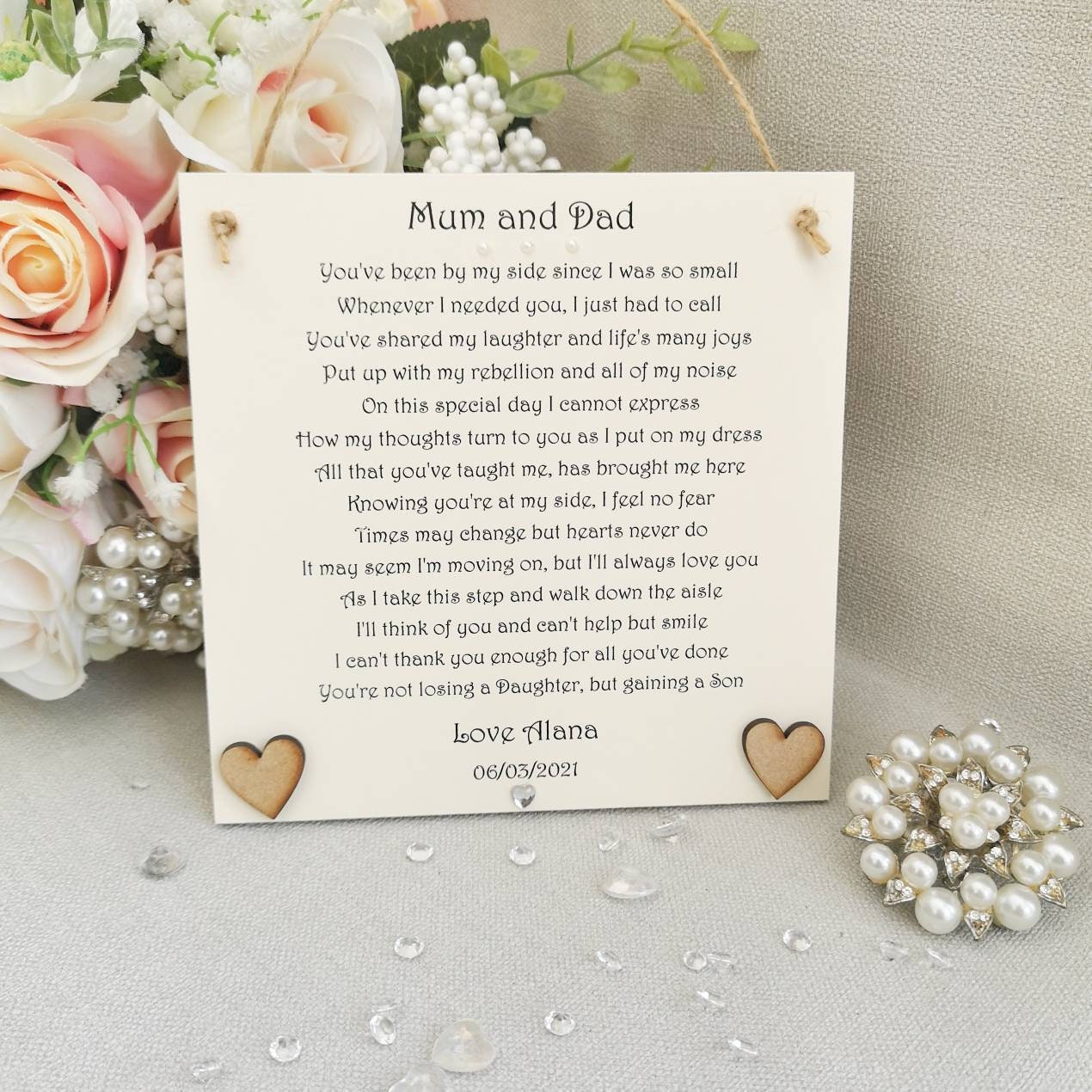 Mama und Papa Hochzeit Gedicht Andenken Mutter und Vater der Etsy