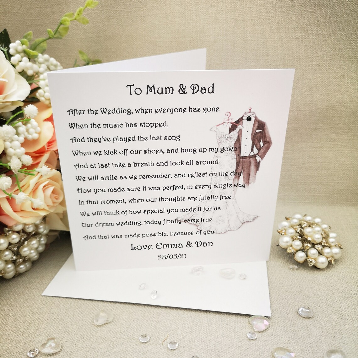 Mum and Dad Wedding Thank You Card Parents of the Bride