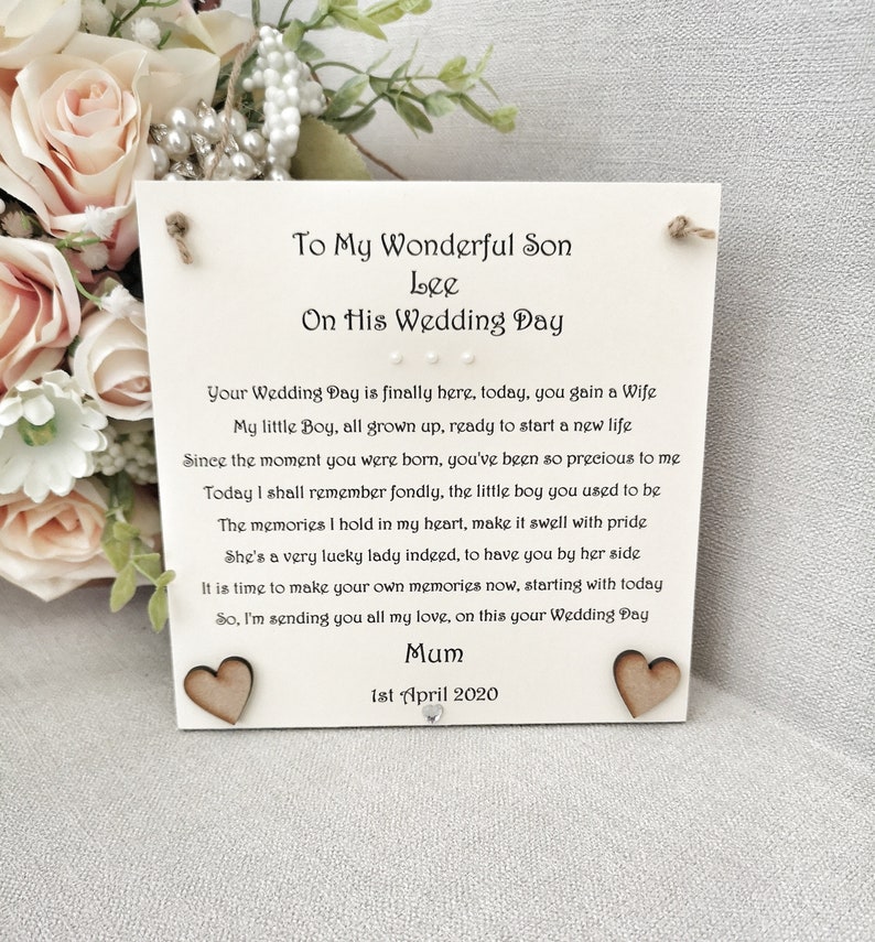 Son Wedding Day Gift Groom Wedding Day Gift Personalised