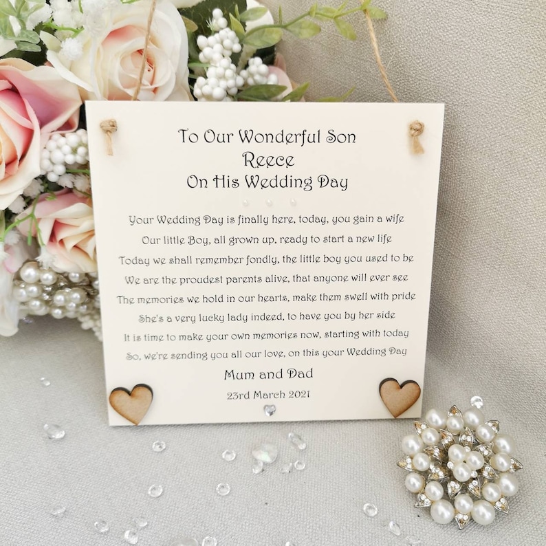 Son Wedding Day Gift Groom Wedding Day Gift Personalised