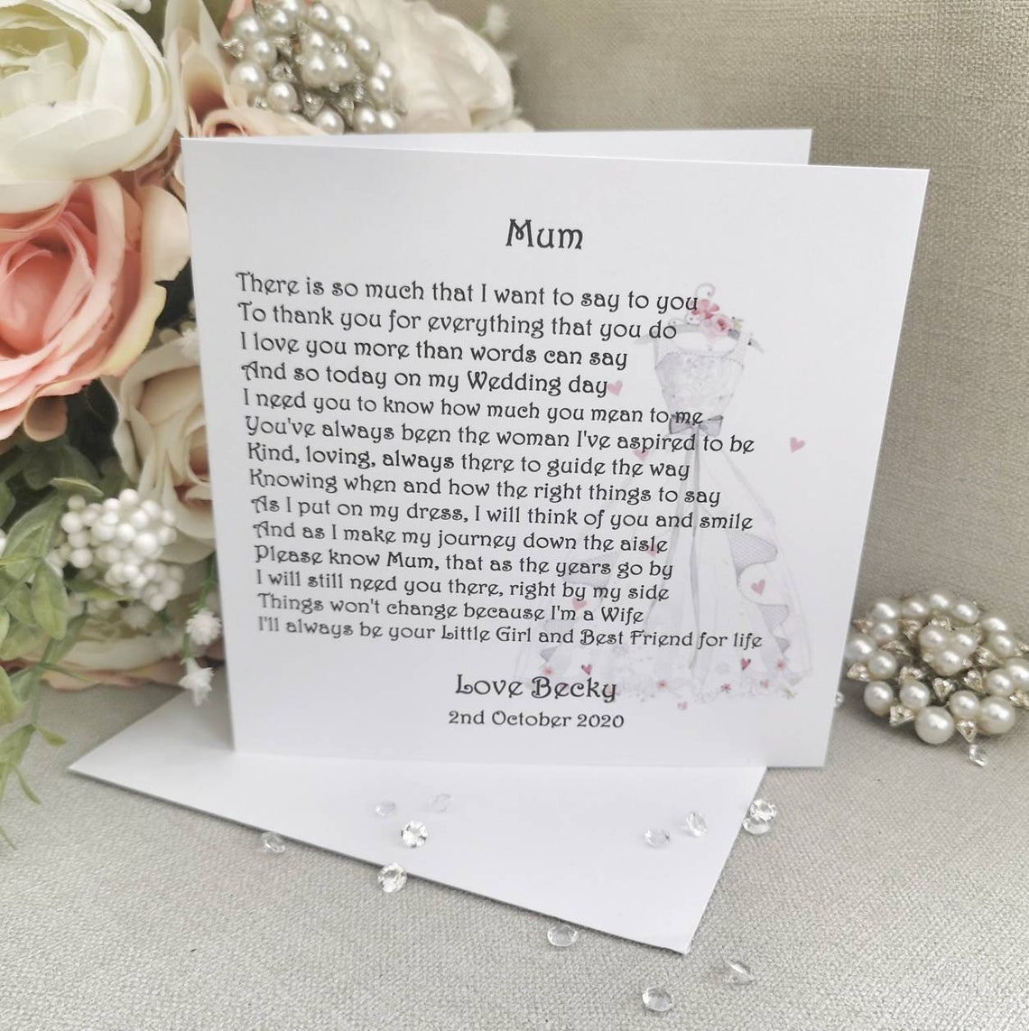 Personalised Mother of the Bride Thank You Card Mum Wedding Etsy