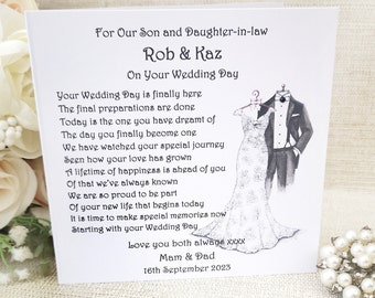 Son and Daughter-in-law Wedding Day Card, To my Son on his Wedding day, Bride and Groom Card, Wedding Poem for Daughter