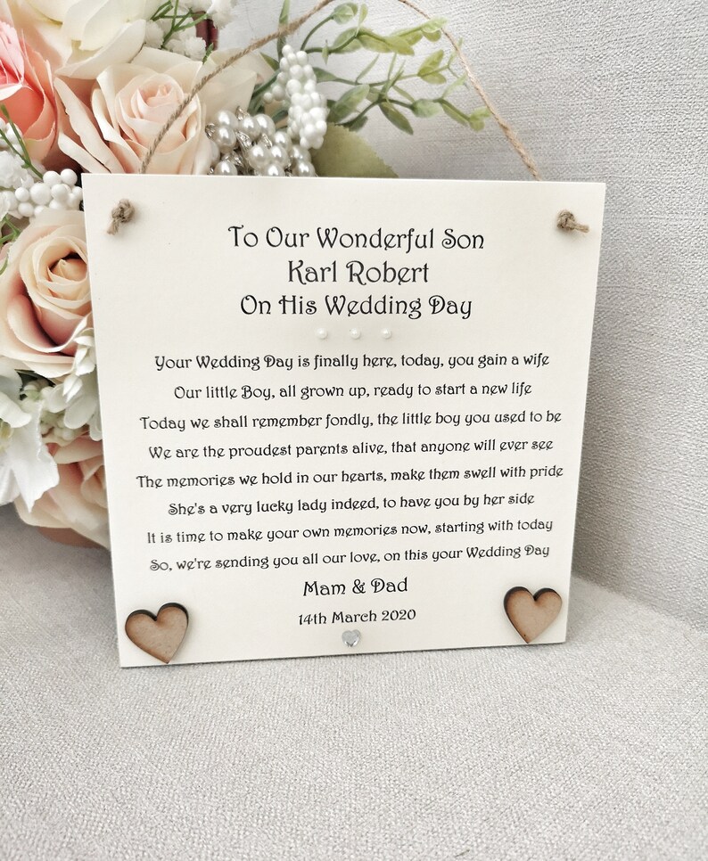 Son Wedding Day Gift Groom Wedding Day Gift Personalised