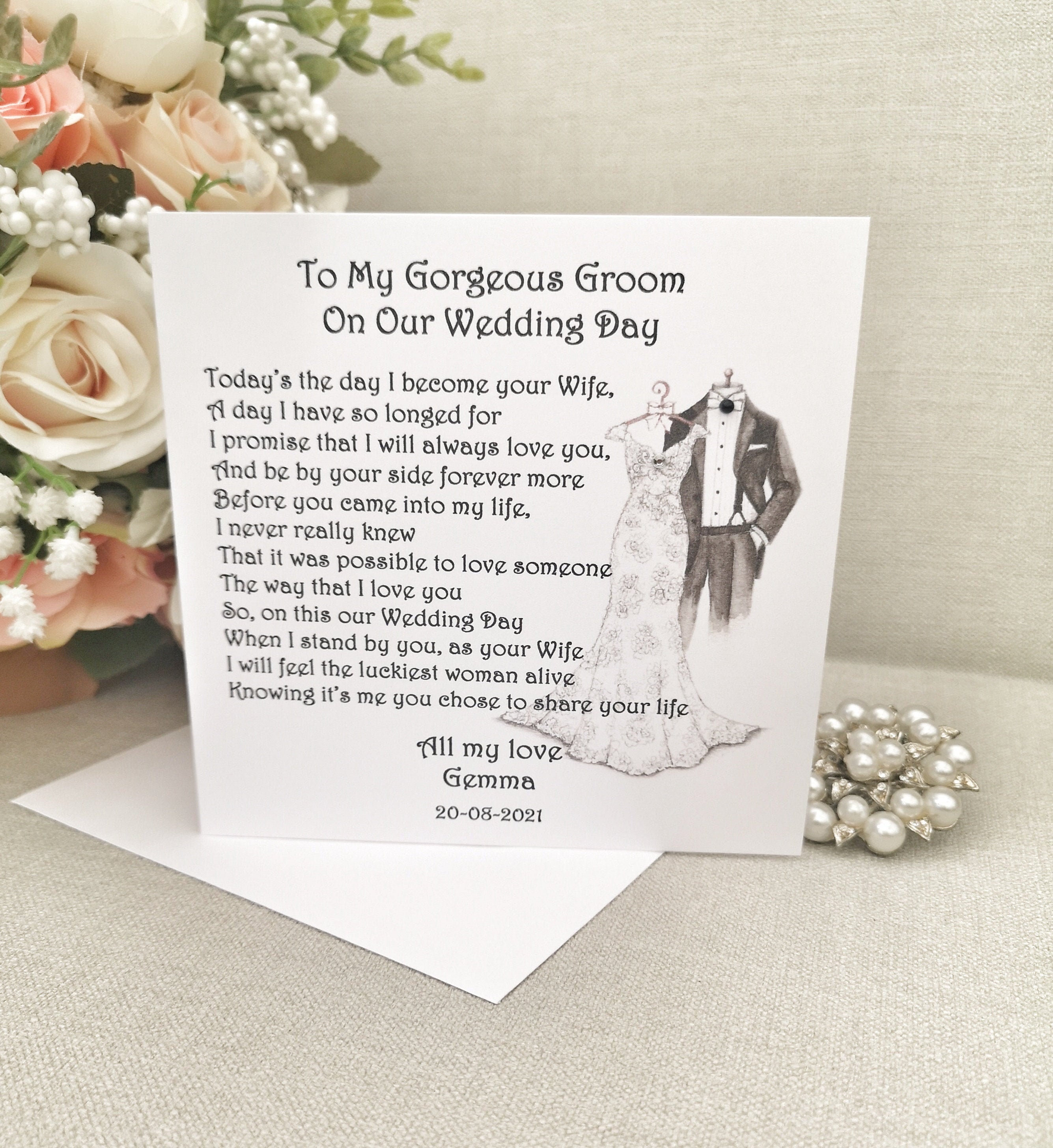 Personalised Groom Wedding Day Card Card from Bride To My | Etsy