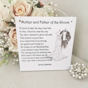 Parents of the Groom Gift, Personalised Poem Plaque, Mother and Father of the Groom Gift, Wedding Thank You image 7